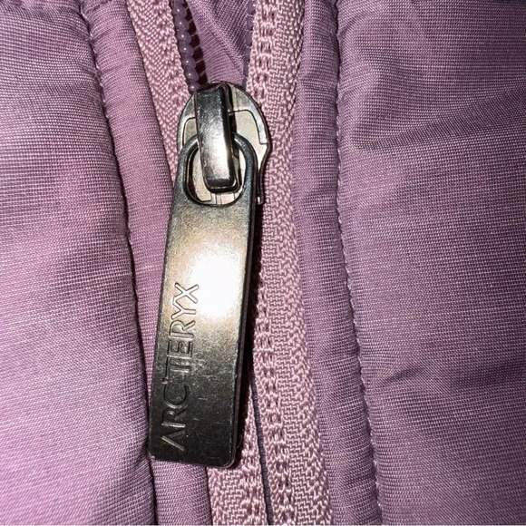 Purple Quilted Puffer Coat with Hood and High Collar - Picture 15 of 16